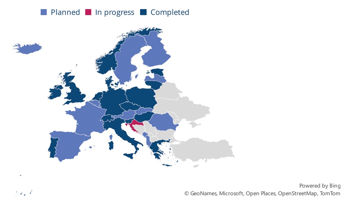 Zemlje Europske unije s ugašenim 2G i li 3G mrežama, zemlje u procesu gašenja te Hrvatska, u kojoj je u tijeku planiranje gašenja starih telekomunikacijskih tehnologija