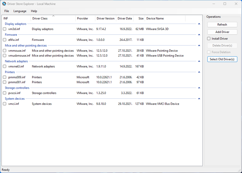 Omogućuje pregled i jednostavnu deinstalaciju (uklanjanje) i instalaciju upravljačkih programa