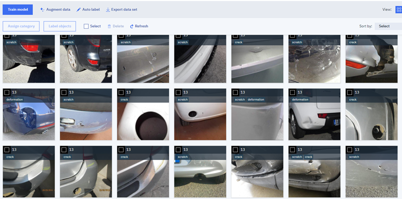 Učitali smo preko 500 slika oštećenja automobila, i označili tri oblika šteta: udubljenje (deformacija), ogrebotina (scratch) i pukotina (crack)