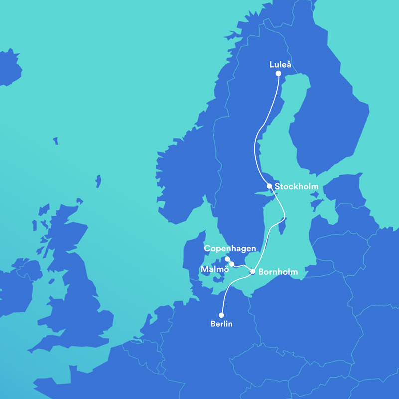 Nedavno je dovršen najveći projekt digitalne infrastrukture u Skandinaviji u posljednjem desetljeću – kabel dugačak 2.600 km od sjeverne Švedske do Berlina